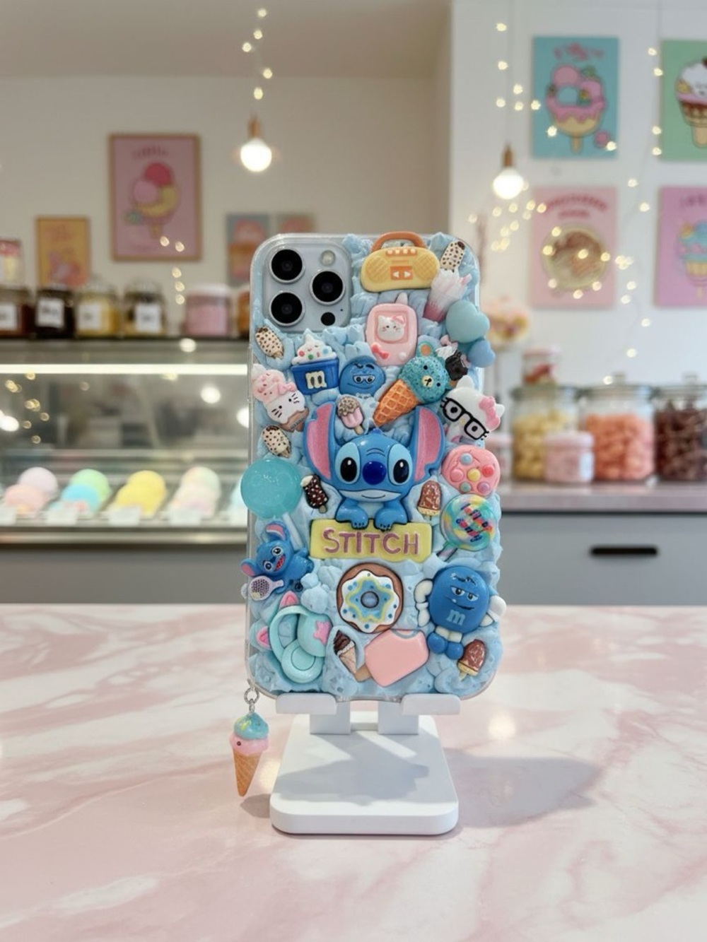 Handmade Phone case Stitch Themed Blue
